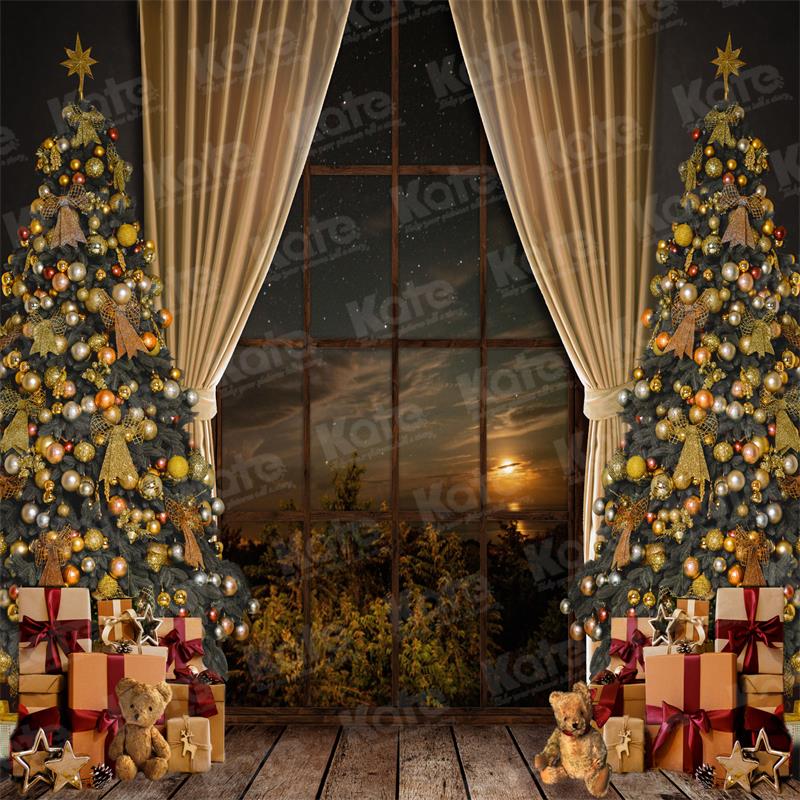 Kate Christmas Tree Backdrop Moon Starry Sky for Photography - Kate Backdrop AU