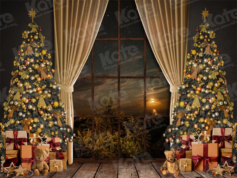 Kate Christmas Tree Backdrop Moon Starry Sky for Photography - Kate Backdrop AU