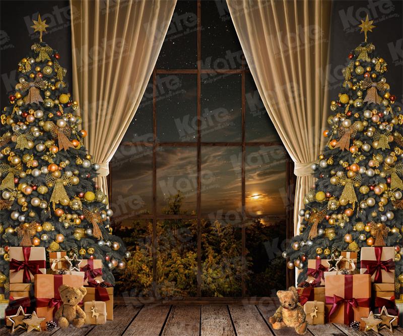 Kate Christmas Tree Backdrop Moon Starry Sky for Photography - Kate Backdrop AU