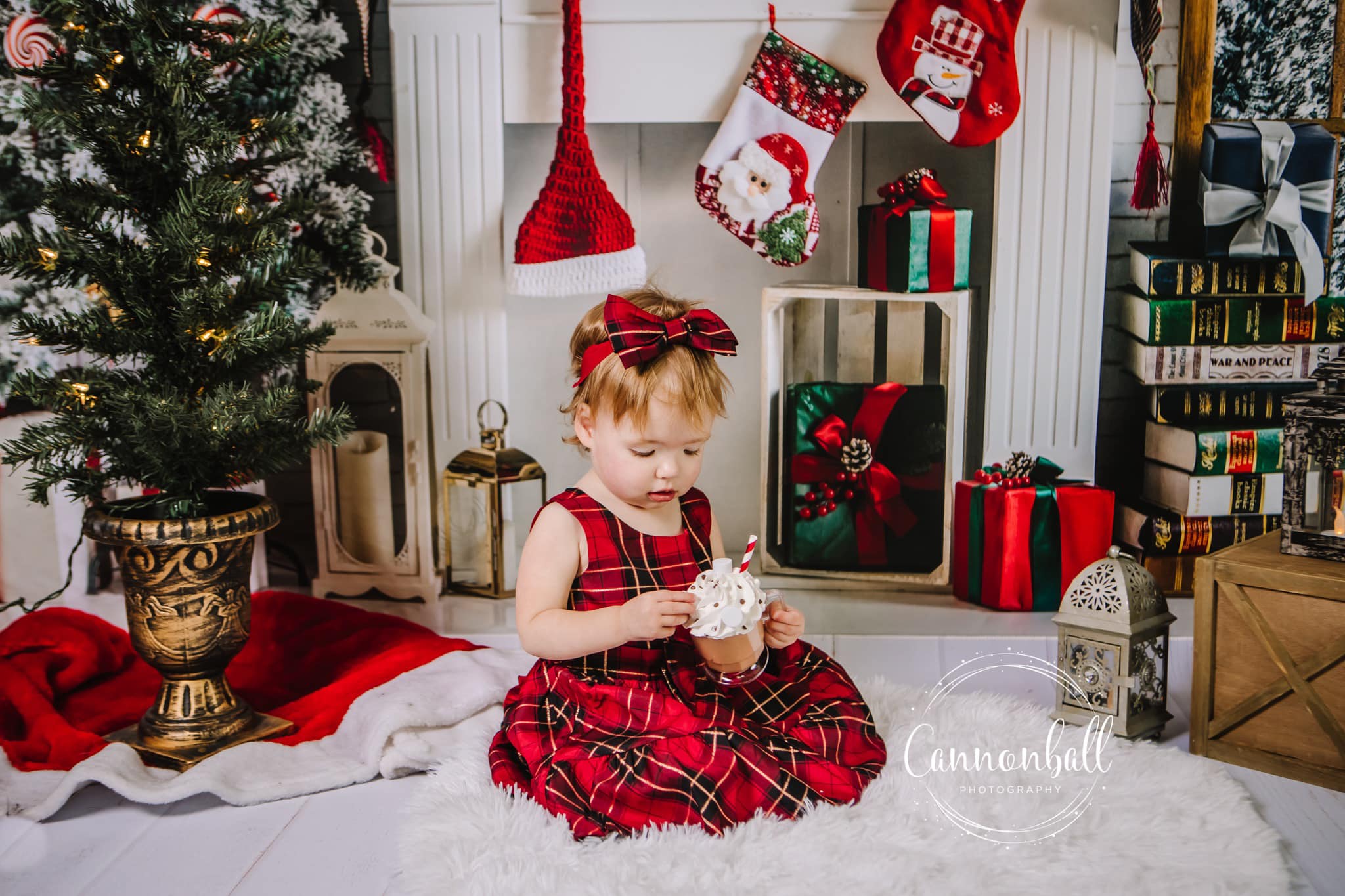 Kate Window Snow Christmas Tree Fireplace Room Set(8ftx8ft&10ftx8ft&8ftx10ft) - Kate Backdrop AU