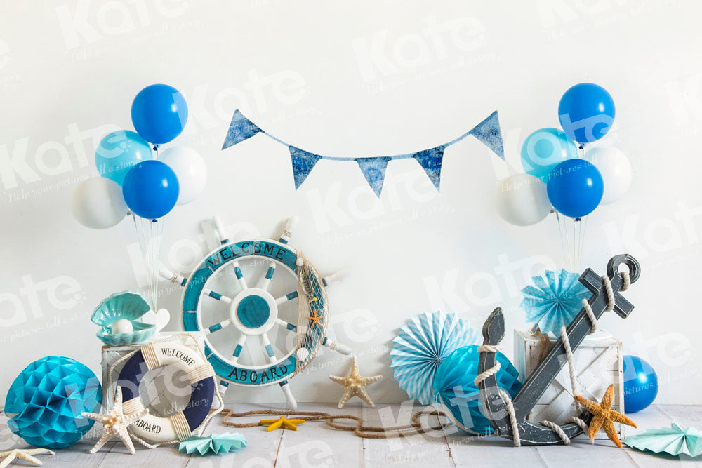 Kate Nautical Party Backdrop Cake Smash Designed by Emetselch - Kate Backdrop AU