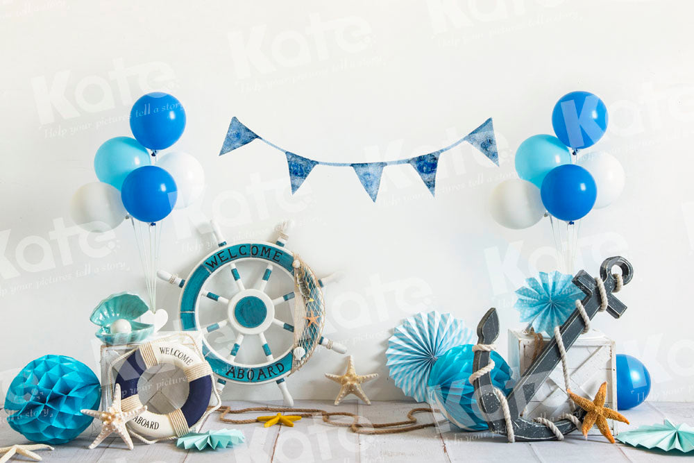 Kate Nautical Party Backdrop Cake Smash Designed by Emetselch - Kate Backdrop AU