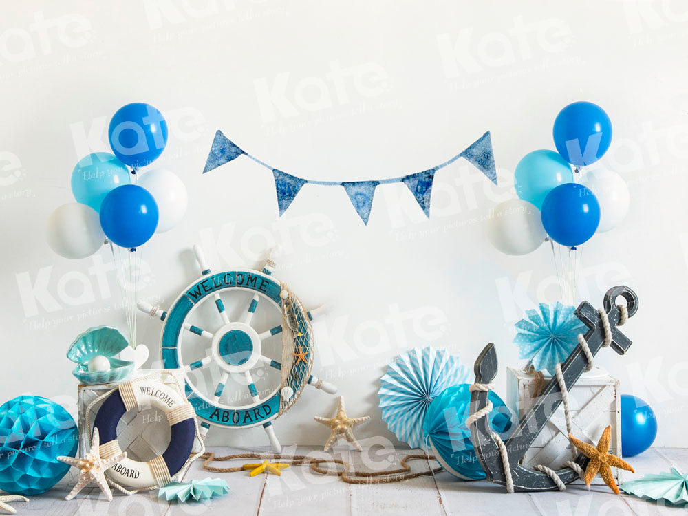 Kate Nautical Party Backdrop Cake Smash Designed by Emetselch - Kate Backdrop AU