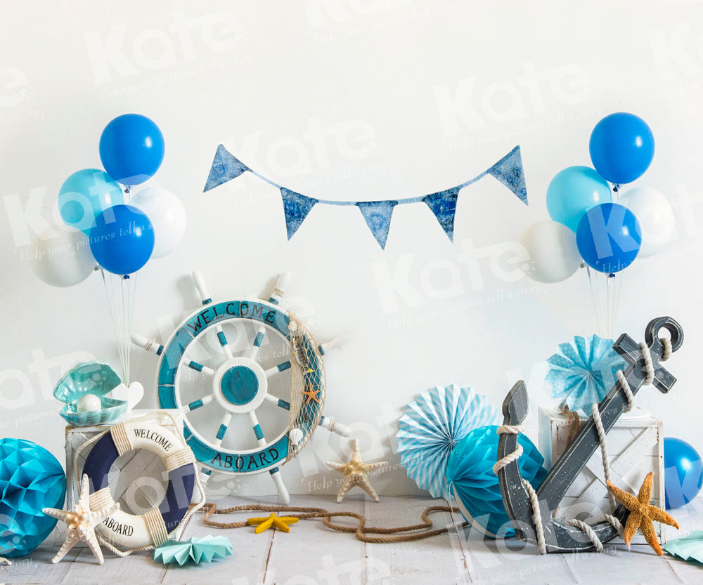 Kate Nautical Party Backdrop Cake Smash Designed by Emetselch - Kate Backdrop AU