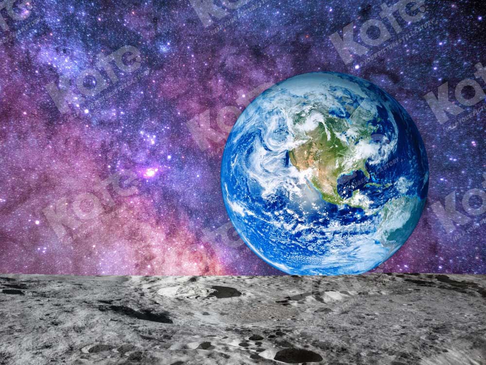 Kate Galaxy Astronaut Backdrop Earth Lunar Surface Designed by Chain Photography - Kate Backdrop AU