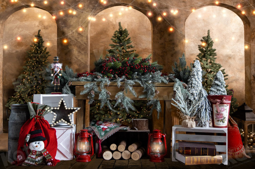 Kate Christmas Tree Backdrop Fireplace Wood for Photography - Kate Backdrop AU