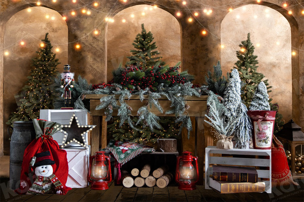Kate Christmas Tree Backdrop Fireplace Wood for Photography - Kate Backdrop AU