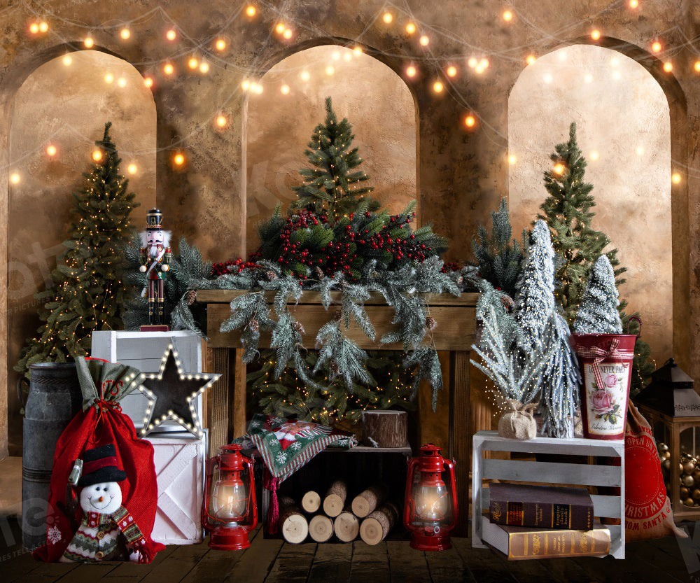 Kate Christmas Tree Backdrop Fireplace Wood for Photography - Kate Backdrop AU
