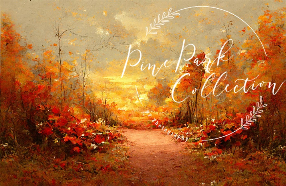 Kate Amber Dream Backdrop Autumn Path Sunrise Designed By Pine Park Collection - Kate Backdrop AU