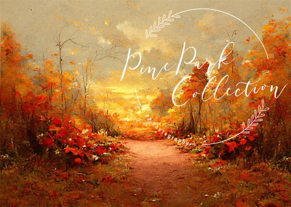 Kate Amber Dream Backdrop Autumn Path Sunrise Designed By Pine Park Collection - Kate Backdrop AU
