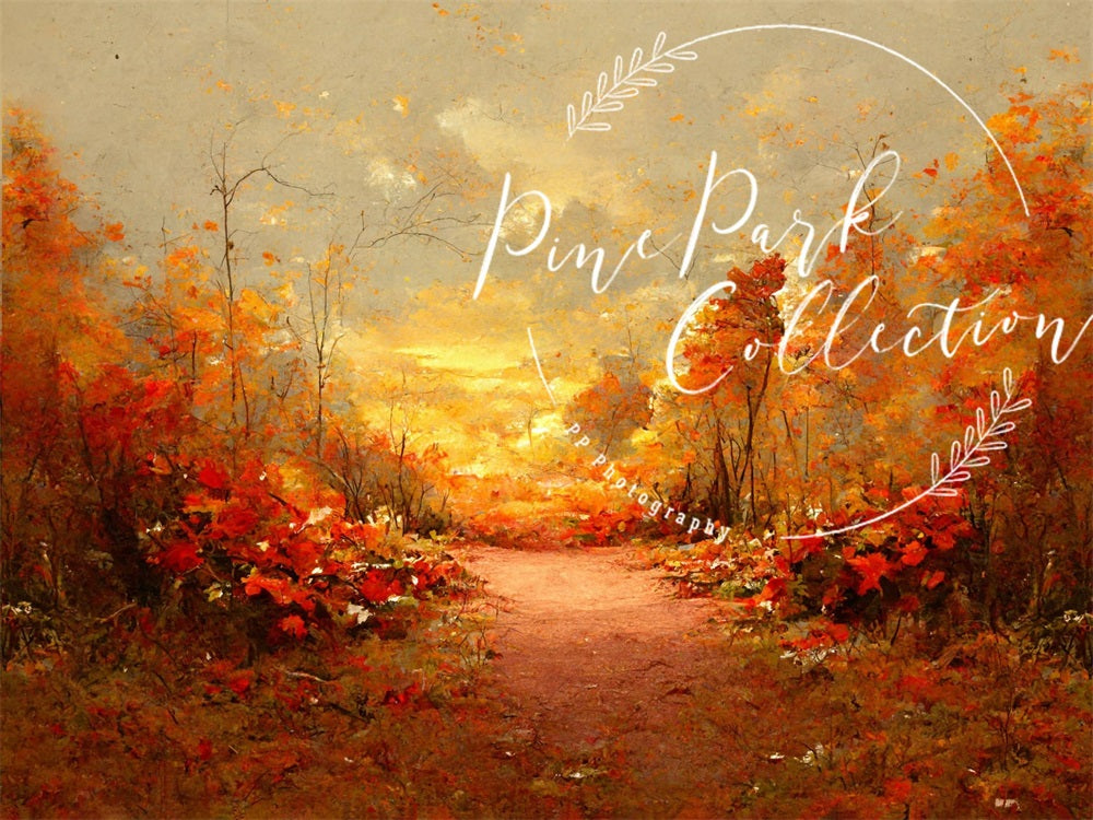 Kate Amber Dream Backdrop Autumn Path Sunrise Designed By Pine Park Collection - Kate Backdrop AU