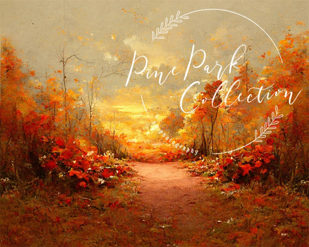 Kate Amber Dream Backdrop Autumn Path Sunrise Designed By Pine Park Collection - Kate Backdrop AU