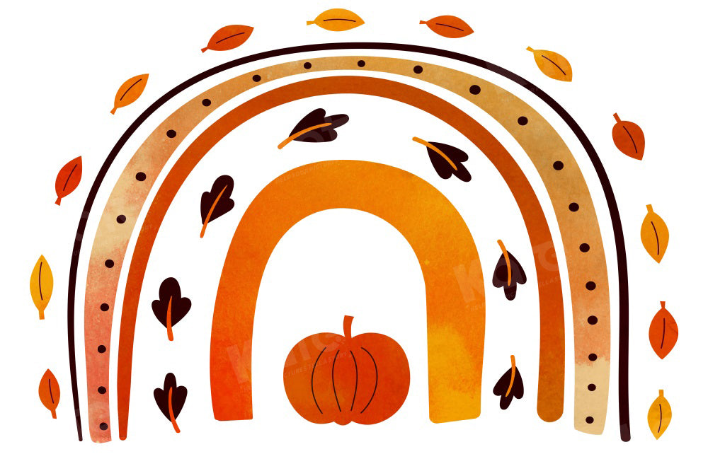 Kate Autumn Pumpkin Rainbow Backdrop Boho for Photography - Kate Backdrop AU