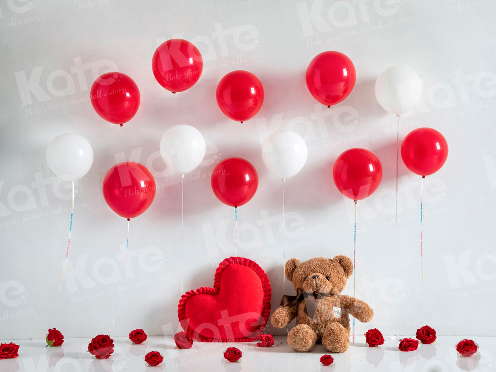 Kate Valentine's Day Balloons Teddy Bear Backdrop Designed by Emetselch - Kate Backdrop AU
