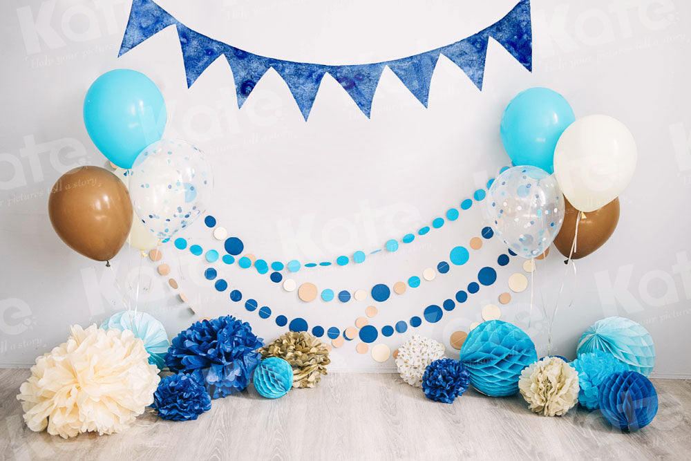 Kate Blue Balloons Cake smash Backdrop Designed by Emetselch - Kate Backdrop AU