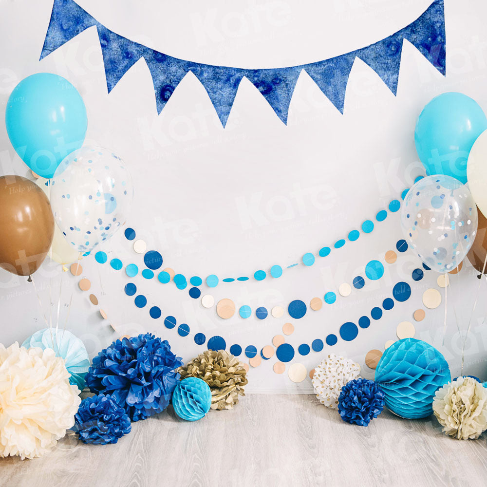 Kate Blue Balloons Cake smash Backdrop Designed by Emetselch - Kate Backdrop AU