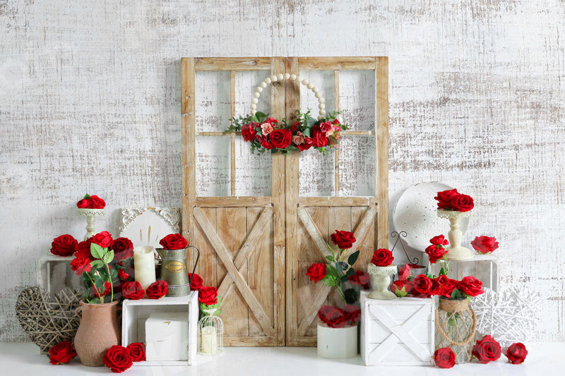 Kate Valentine's Day Rose White Wall Backdrop for Photography - Kate Backdrop AU