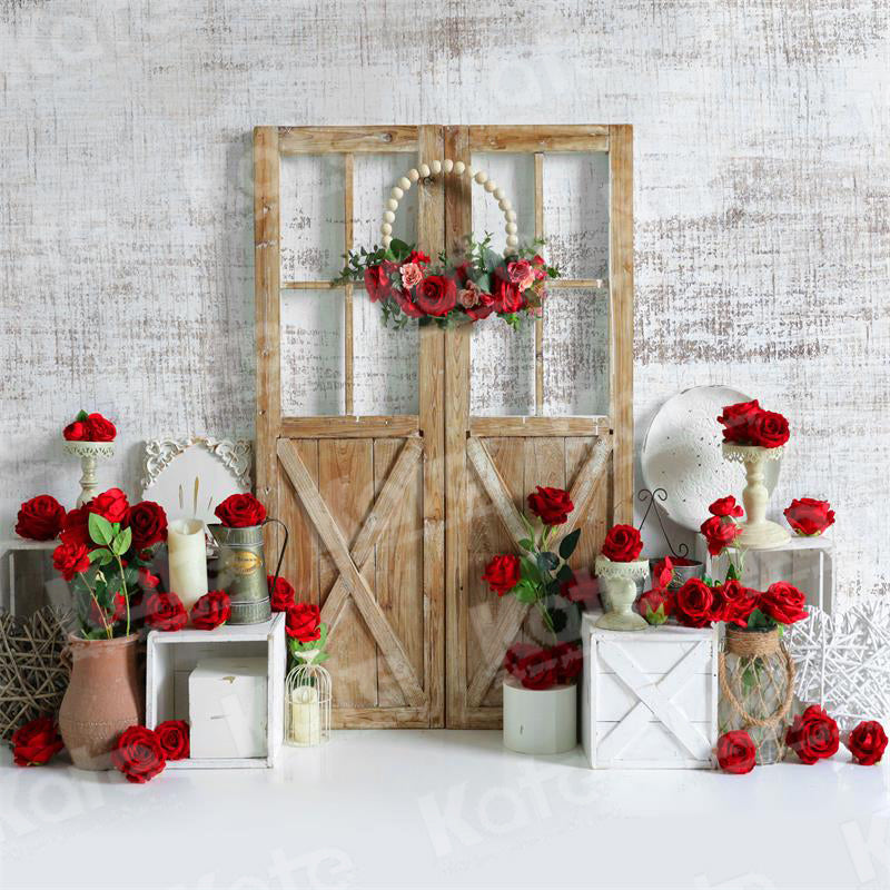 Kate Valentine's Day Rose White Wall Backdrop for Photography - Kate Backdrop AU