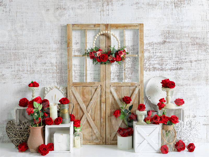 Kate Valentine's Day Rose White Wall Backdrop for Photography - Kate Backdrop AU