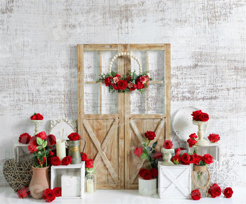 Kate Valentine's Day Rose White Wall Backdrop for Photography - Kate Backdrop AU