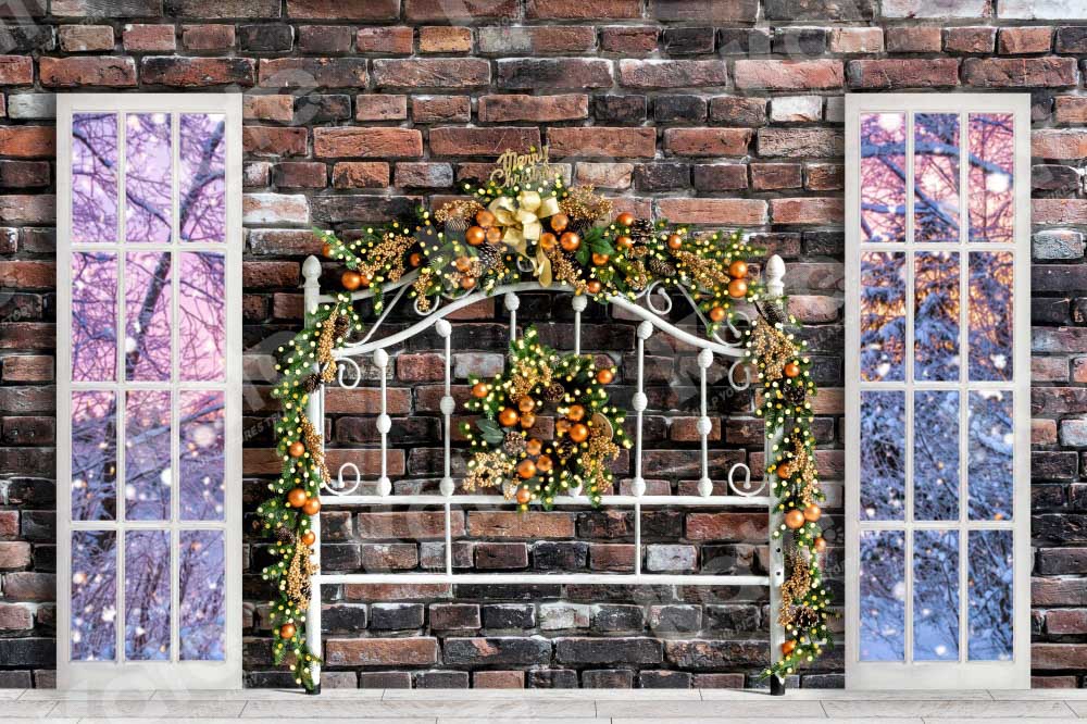 Kate Christmas Headboard Snow Window Backdrop Designed by Emetselch - Kate Backdrop AU