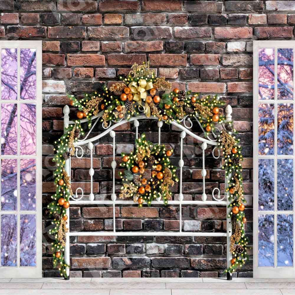 Kate Christmas Headboard Snow Window Backdrop Designed by Emetselch - Kate Backdrop AU