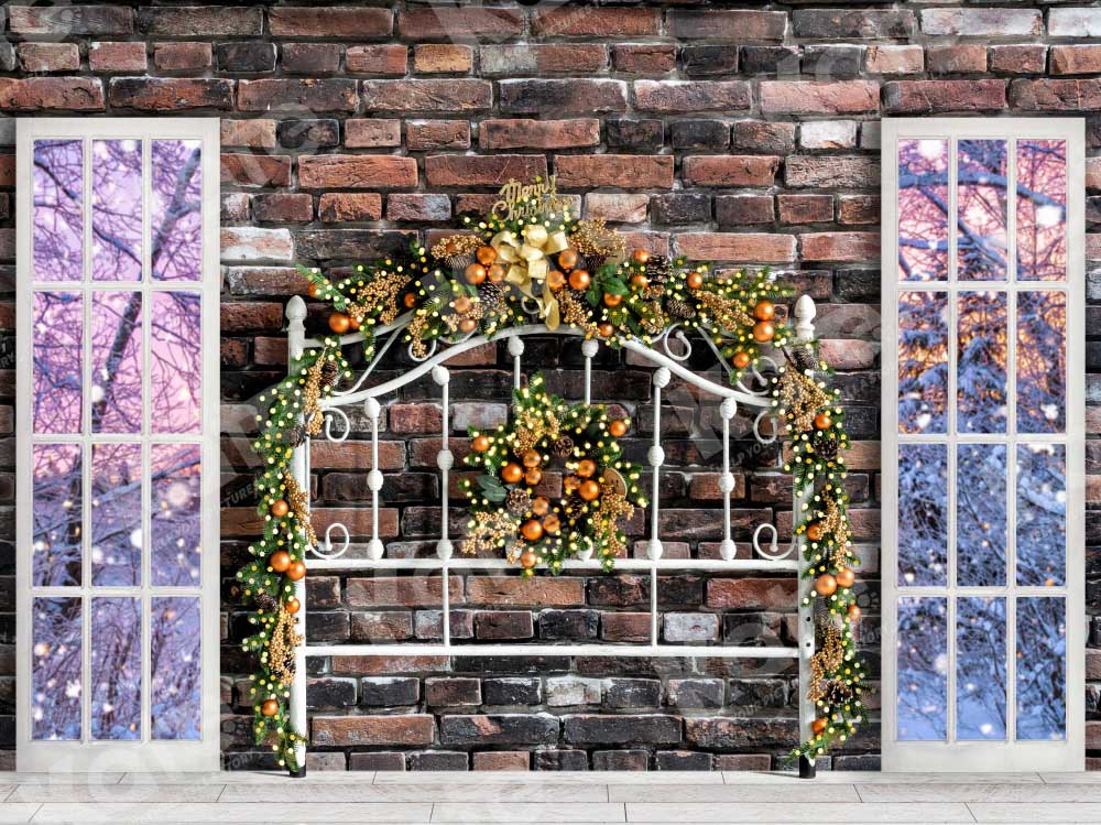 Kate Christmas Headboard Snow Window Backdrop Designed by Emetselch - Kate Backdrop AU