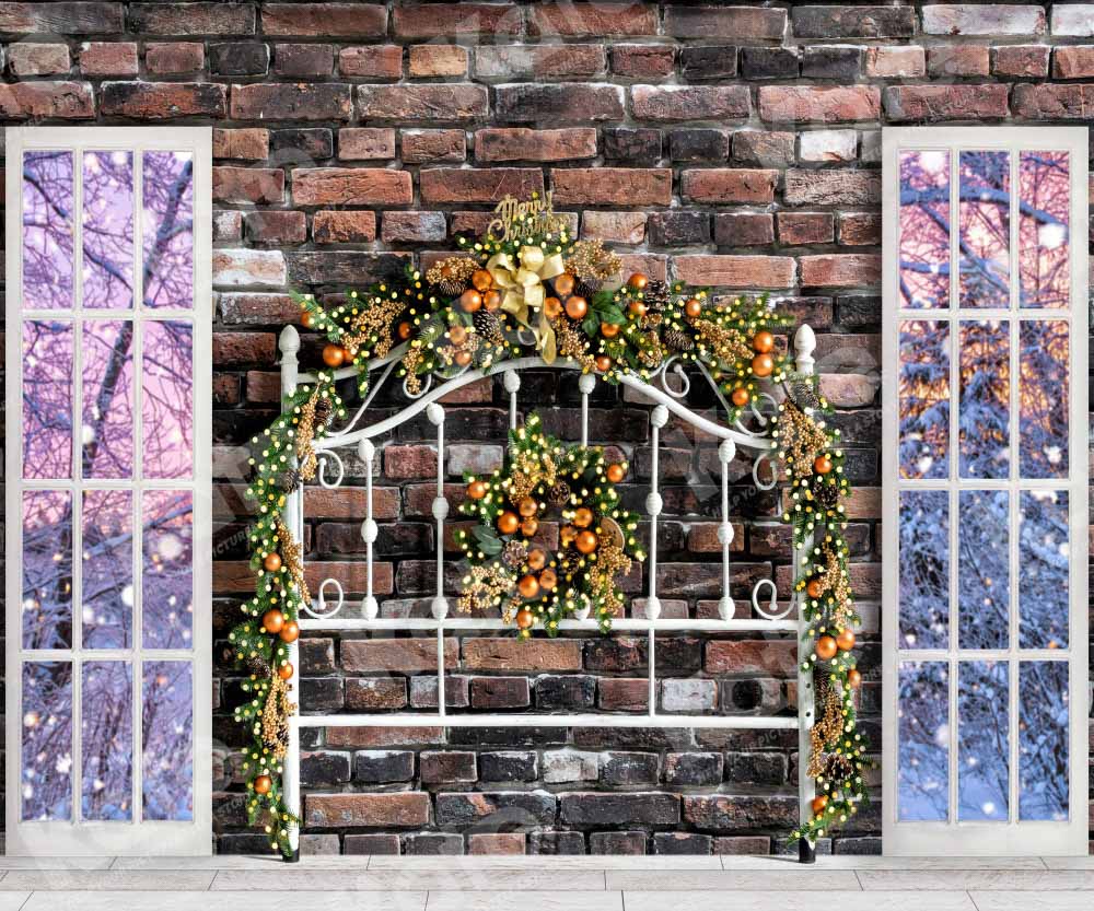 Kate Christmas Headboard Snow Window Backdrop Designed by Emetselch - Kate Backdrop AU