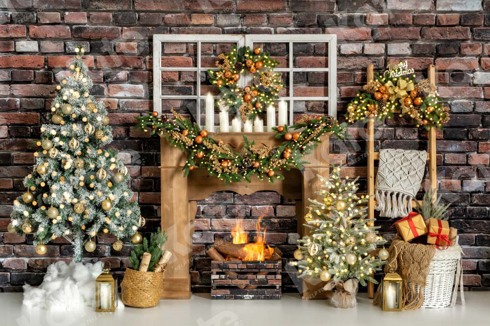 Kate Winter Christmas Backdrop fireplace Designed by Emetselch - Kate Backdrop AU