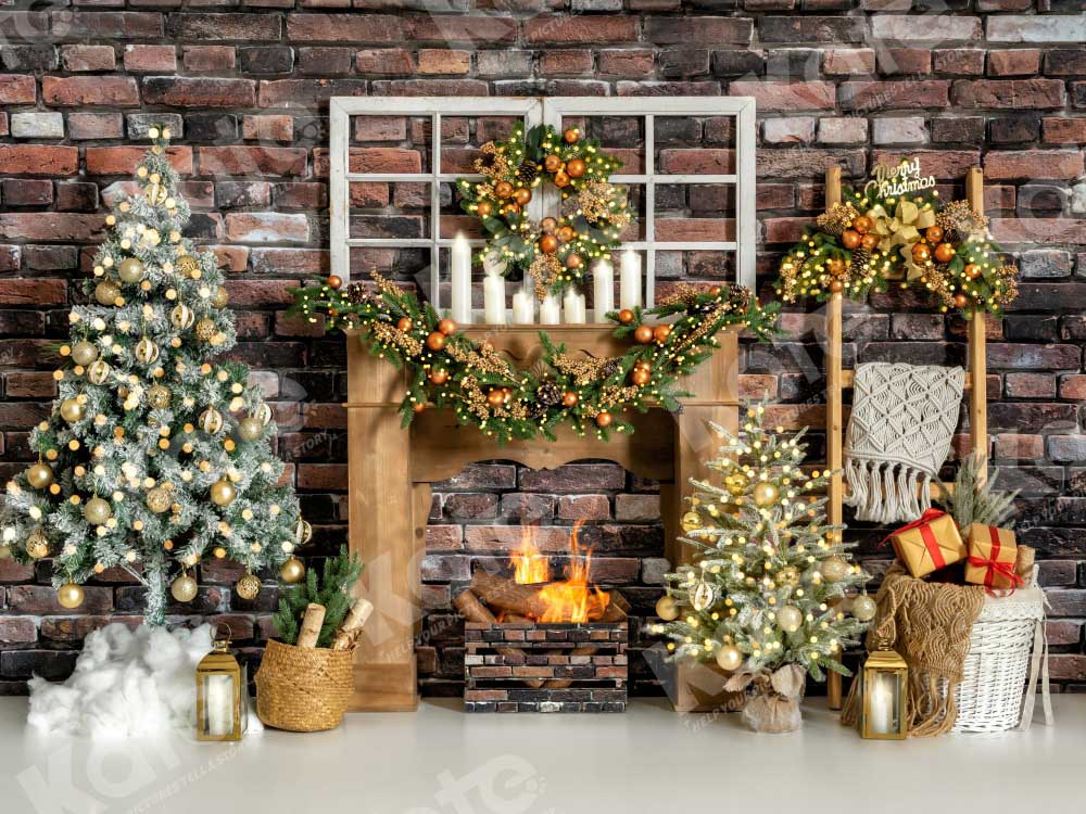 Kate Winter Christmas Backdrop fireplace Designed by Emetselch - Kate Backdrop AU