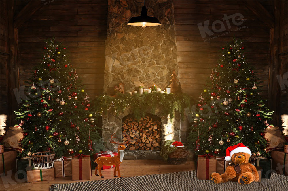 Kate Christmas Tree Fireplace Indoor Backdrop for Photography - Kate Backdrop AU
