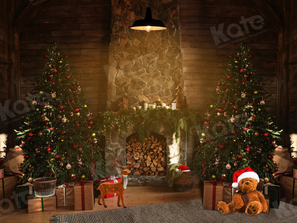 Kate Christmas Tree Fireplace Indoor Backdrop for Photography - Kate Backdrop AU