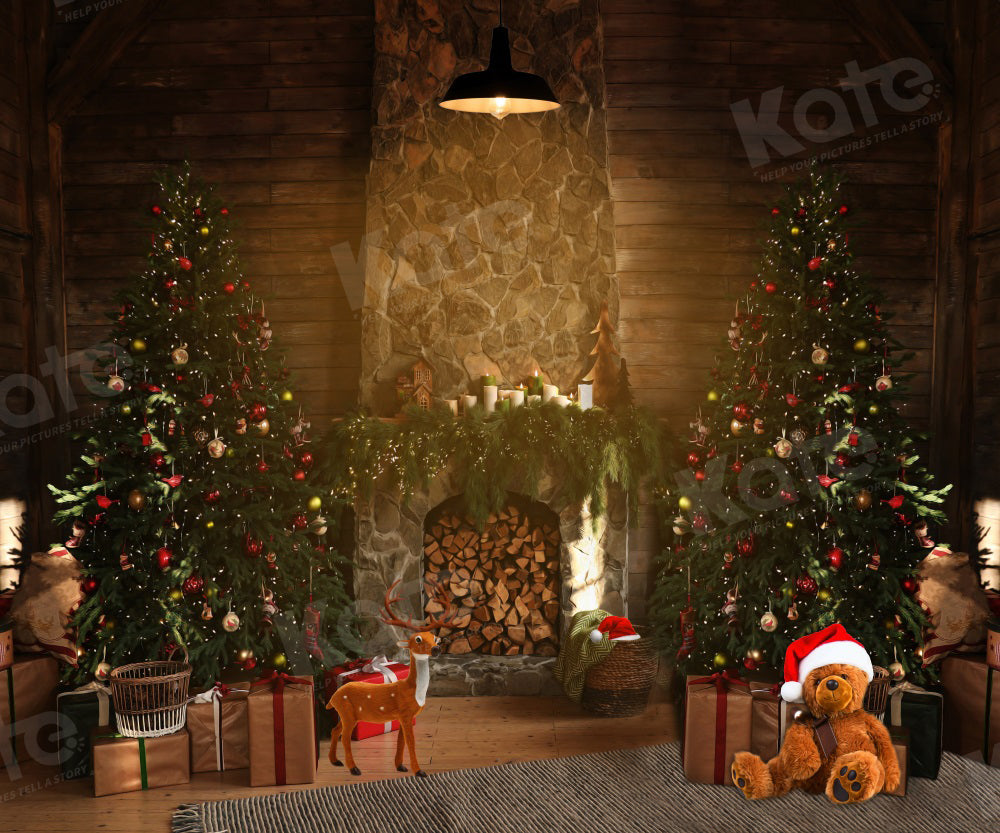 Kate Christmas Tree Fireplace Indoor Backdrop for Photography - Kate Backdrop AU