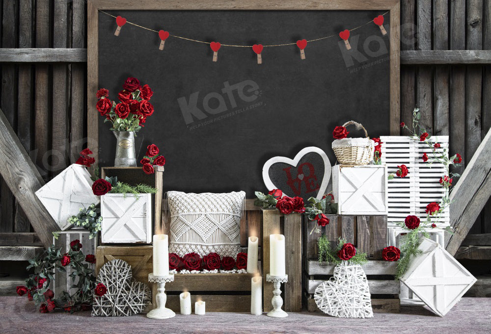 Kate Valentine's Day Boho Blackboard Backdrop for Photography - Kate Backdrop AU
