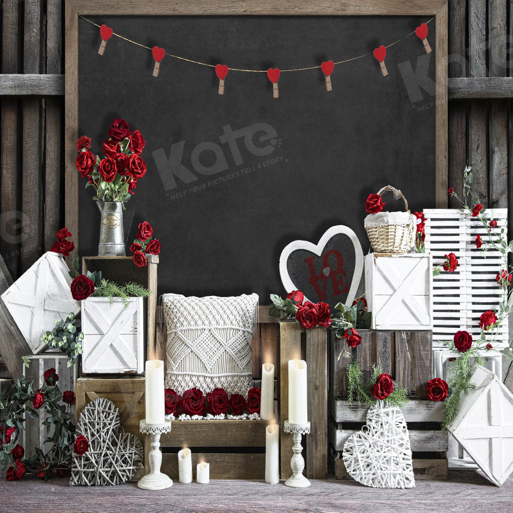 Kate Valentine's Day Boho Blackboard Backdrop for Photography - Kate Backdrop AU