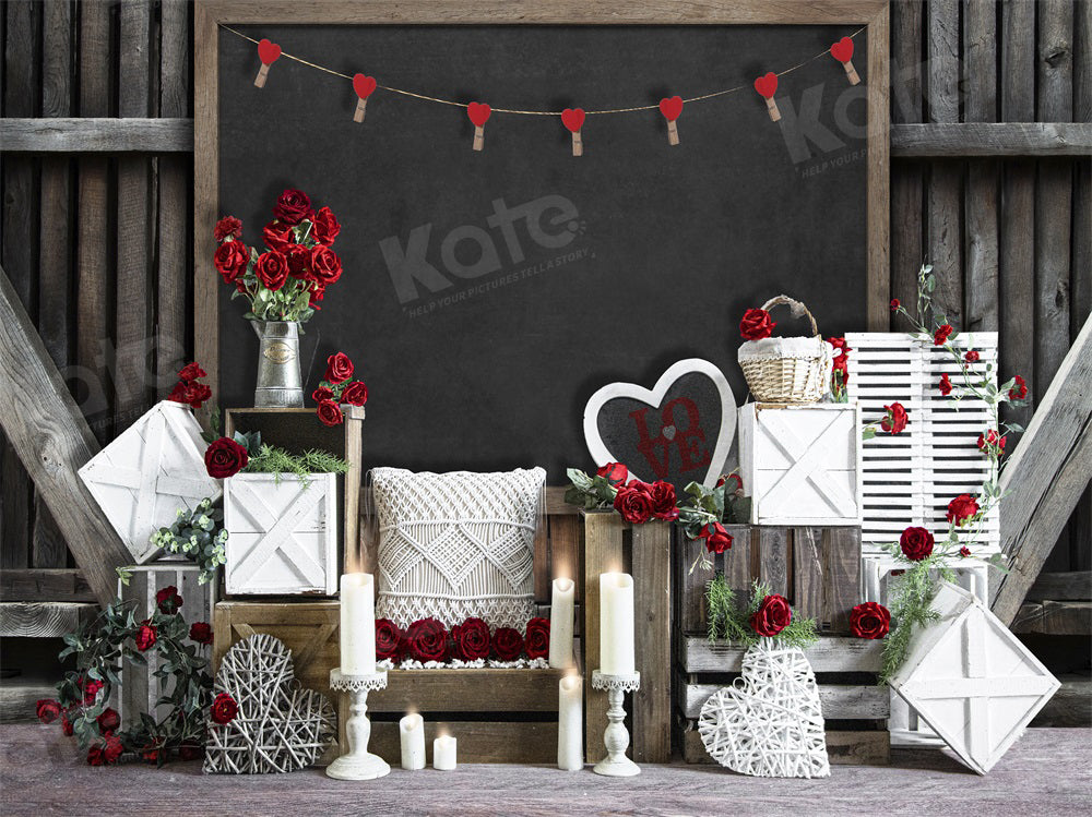 Kate Valentine's Day Boho Blackboard Backdrop for Photography - Kate Backdrop AU