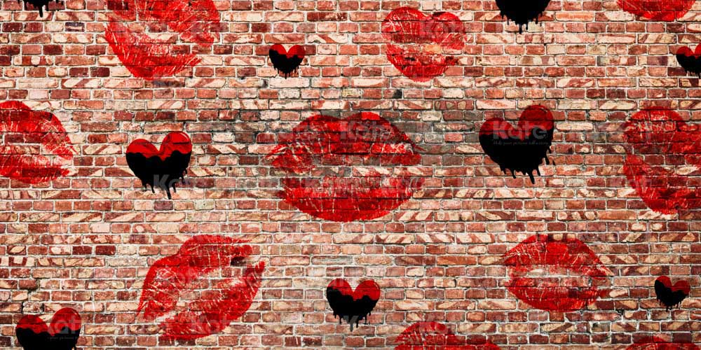 Kate Valentine's Day Backdrop Brick Wall Passionate Love Designed by Chain Photography - Kate Backdrop AU
