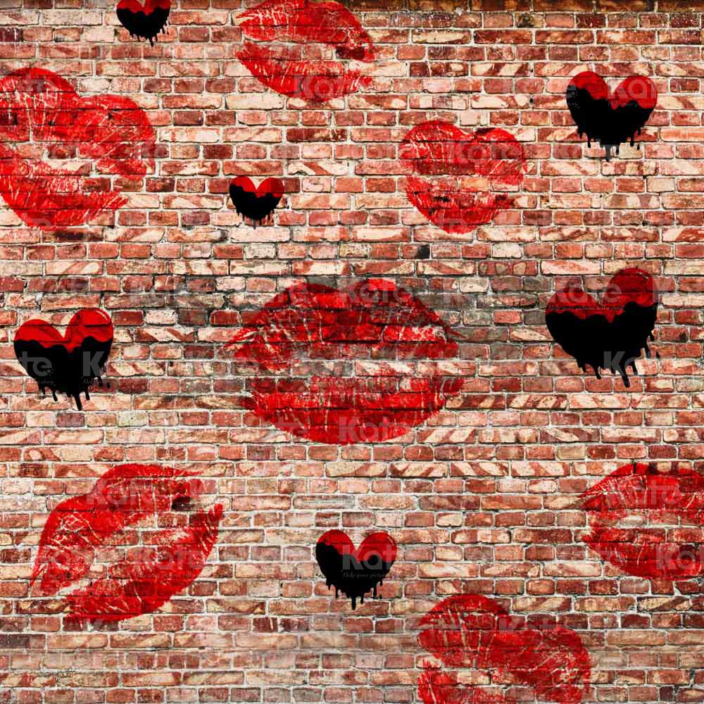 Kate Valentine's Day Backdrop Brick Wall Passionate Love Designed by Chain Photography - Kate Backdrop AU
