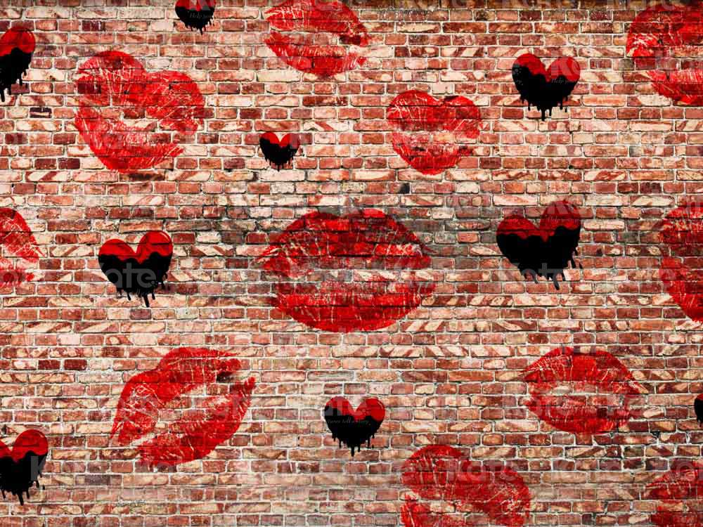 Kate Valentine's Day Backdrop Brick Wall Passionate Love Designed by Chain Photography - Kate Backdrop AU