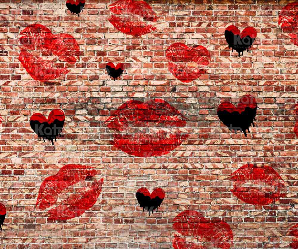 Kate Valentine's Day Backdrop Brick Wall Passionate Love Designed by Chain Photography - Kate Backdrop AU