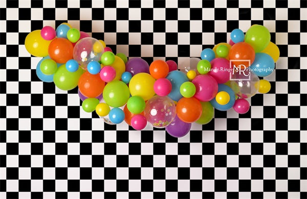 Kate 90s Neon and Checker Backdrop Designed by Mandy Ringe Photography - Kate Backdrop AU