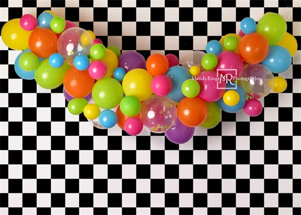 Kate 90s Neon and Checker Backdrop Designed by Mandy Ringe Photography - Kate Backdrop AU