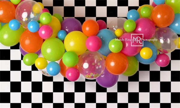 Kate 90s Neon and Checker Backdrop Designed by Mandy Ringe Photography - Kate Backdrop AU