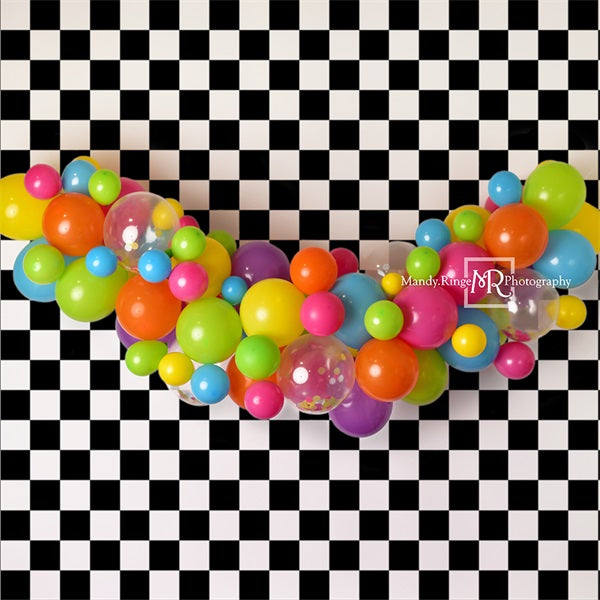 Kate 90s Neon and Checker Backdrop Designed by Mandy Ringe Photography - Kate Backdrop AU