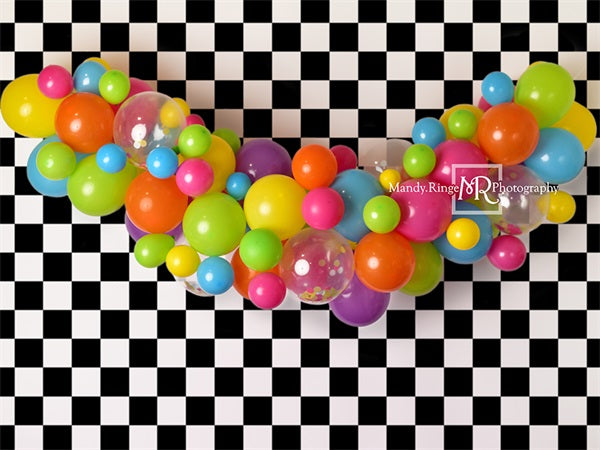 Kate 90s Neon and Checker Backdrop Designed by Mandy Ringe Photography - Kate Backdrop AU