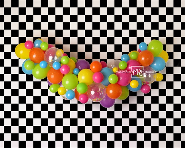 Kate 90s Neon and Checker Backdrop Designed by Mandy Ringe Photography - Kate Backdrop AU