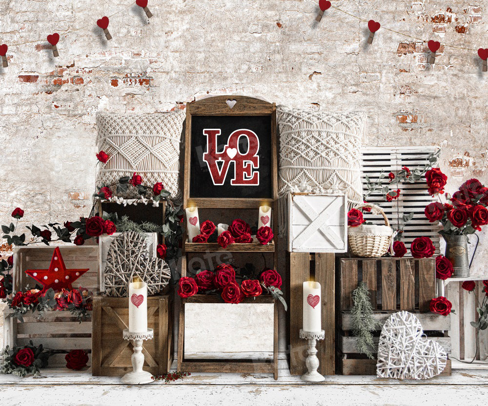 Kate Valentine's Day Backdrop Boho Retro Wall for Photography - Kate Backdrop AU