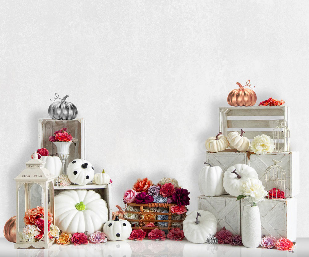 Kate Autumn White Pumpkins Backdrop for Photography - Kate Backdrop AU