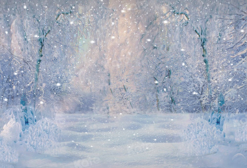 Kate Winter Snow Forest Dusk Backdrop for Photography - Kate Backdrop AU