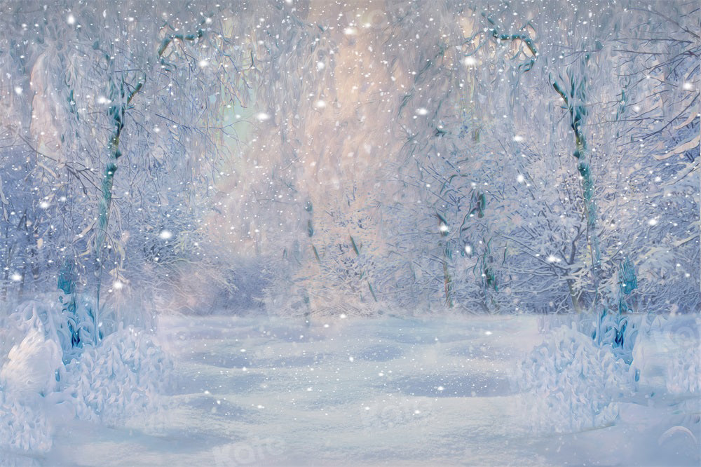 Kate Winter Snow Forest Dusk Backdrop for Photography - Kate Backdrop AU